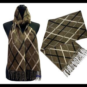 Cashmink V. Frass  brown plaid check warm soft fall winter scarf